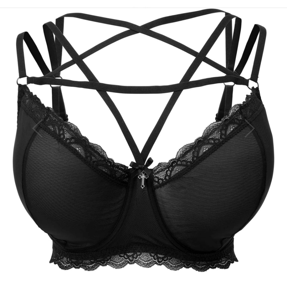 Killstar She Bites Black Lace Bra Size 3X